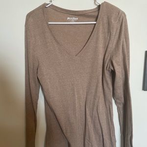 Tan Long Sleeve V-Neck